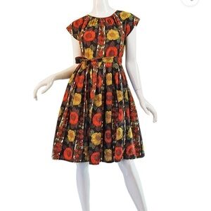 Swirl 1950s Vintage Floral Print Wrap Sundress Size Regular